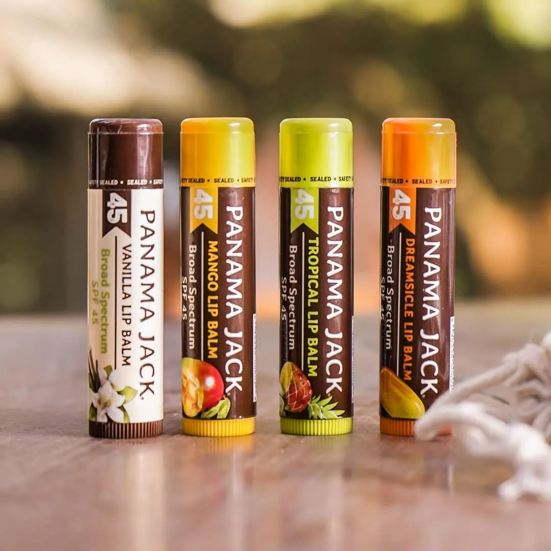 Panama Jack Sunscreen Lip Balm - SPF 45, Broad Spectrum UVA-UVB Sunscreen Protection, Prevents & Soothes Dry, Chapped Lips, Mango, 7-pack