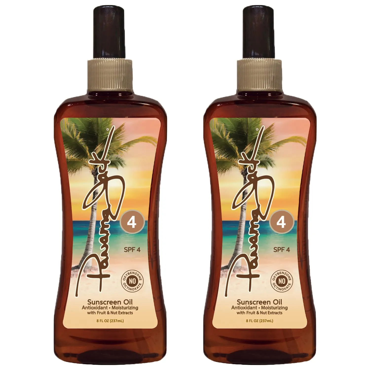 Panama Jack Sunscreen Tanning Oil - SPF 4, PABA, Paraben, Gluten & Cruelty Free, Antioxidant Formula with Exotic Oils and Fruit & Nut Extracts, 8 FL OZ (Pack of 2)