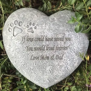 Personalized Paw Prints Pet Memorial Stones, Heart Shaped Dog Grave Marker, Custom Dog Garden Tombstone with Any Message-Pet Sympathy Gift