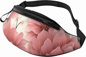 Pink flower pattern Fanny Pack for Man Women Waist Bag Adjustable Belt Casual Chest Bag Bum Bags for Travel Sports Running Hiking Waist Packs