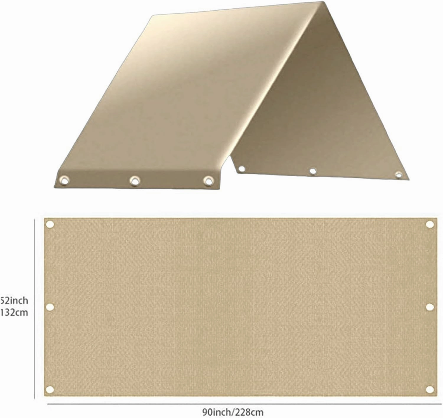 Playground Replacement Canopy, 52“ x 90” Swing Set Replacement Tarp, Kids Playground Roof Canopy Waterproof Snow Proof Tent Cover Replacement Tarp Sunshade (Beige)