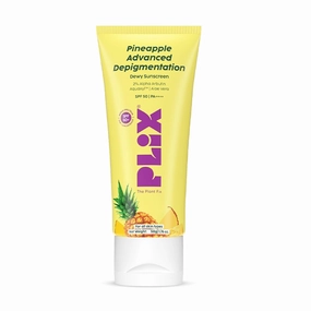 PLI'X - THE PLANT FIX Pineapple Advanced Depigmentation Dewy Sunscreen SPF 50 PA     | Alpha Arbutin & Aquaxyl |Protects from UV & Blue Light, Hydrates Skin | Vegan & Paraben-Free | 50g