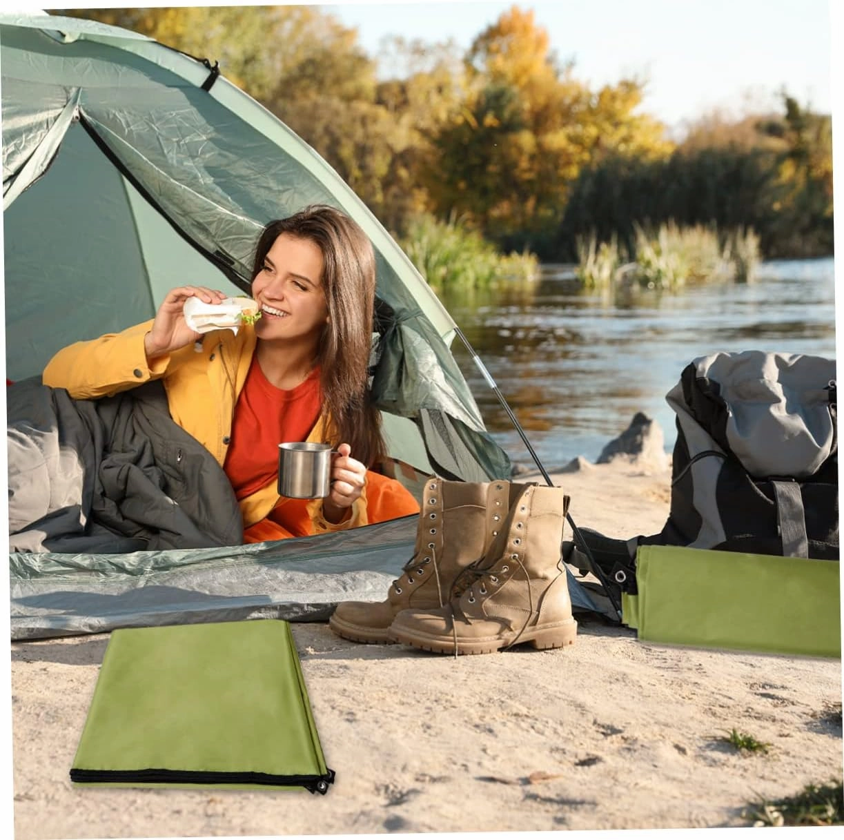 POPETPOP Camping Tent Ground Mat Oxford Cloth Portable Blanket Waterproof Outdoor Mat Beach Blanket for Car Uv Protection