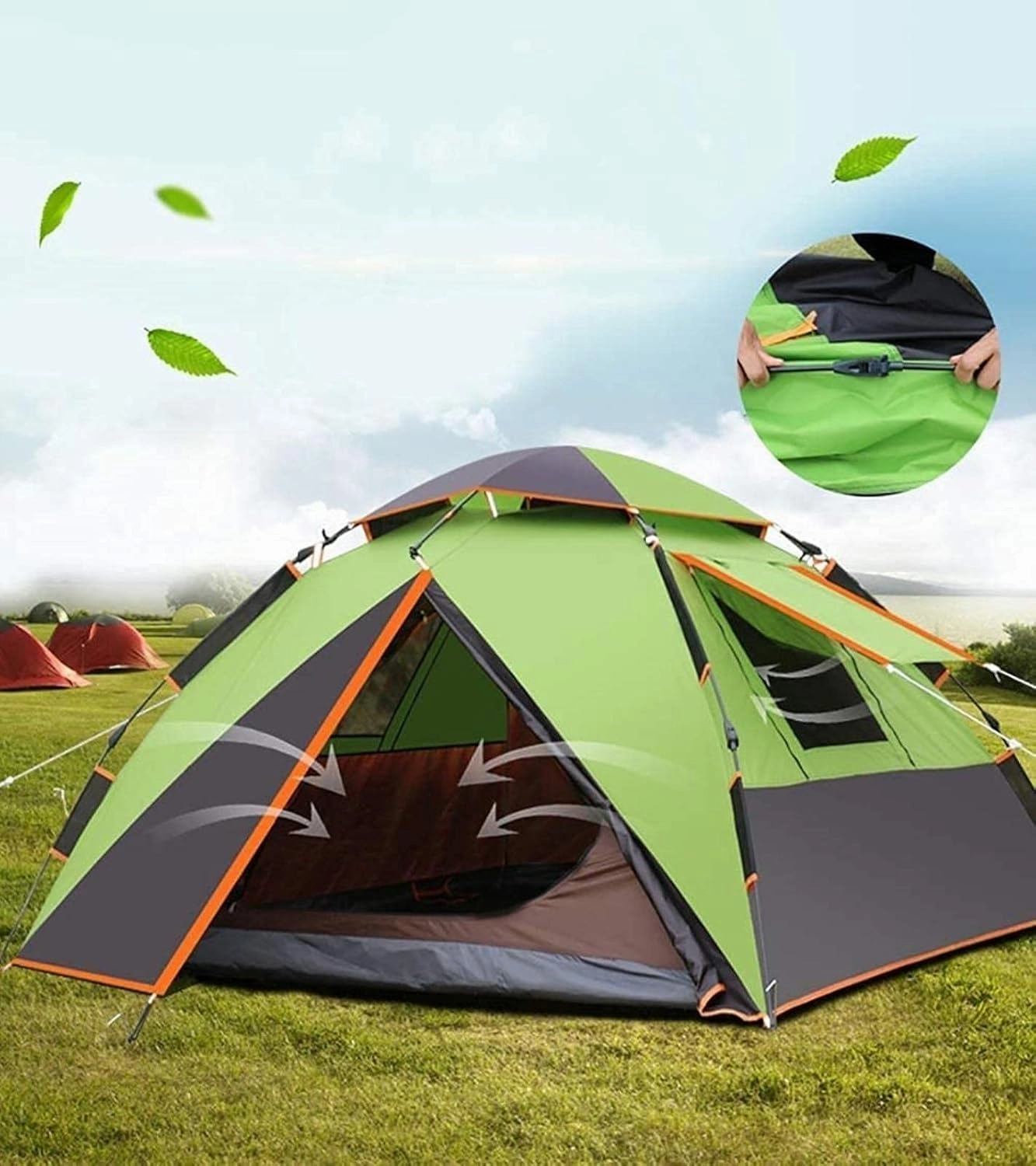 Portable Campitent Automatic Pop-Up Dome Tent for Camping, Waterproof 3-4 Person Instant Tent Easy to Set Up,for Backpacking, Camping, Hiking (C a)