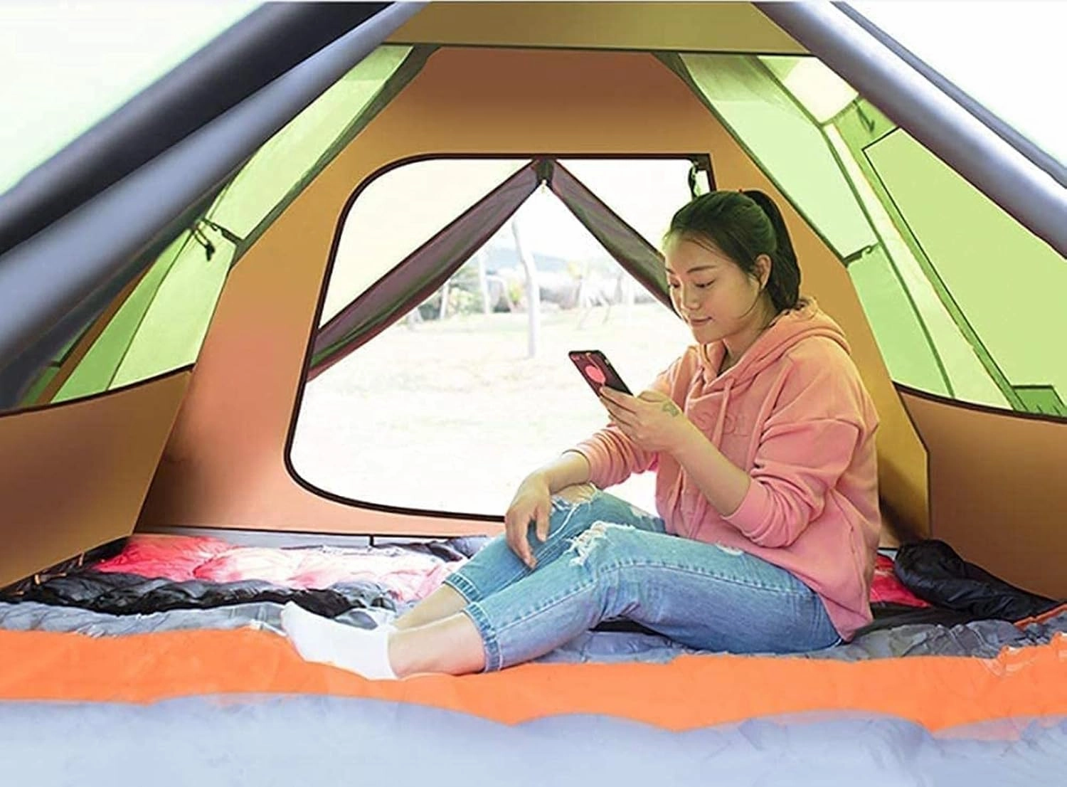Portable Campitent Automatic Pop-Up Dome Tent for Camping, Waterproof 3-4 Person Instant Tent Easy to Set Up,for Backpacking, Camping, Hiking (C a)