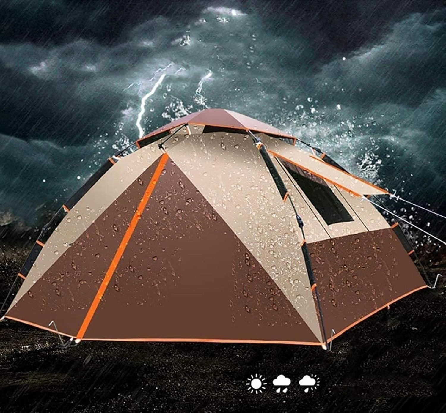 Portable Campitent Automatic Pop-Up Dome Tent for Camping, Waterproof 3-4 Person Instant Tent Easy to Set Up,for Backpacking, Camping, Hiking (C a)