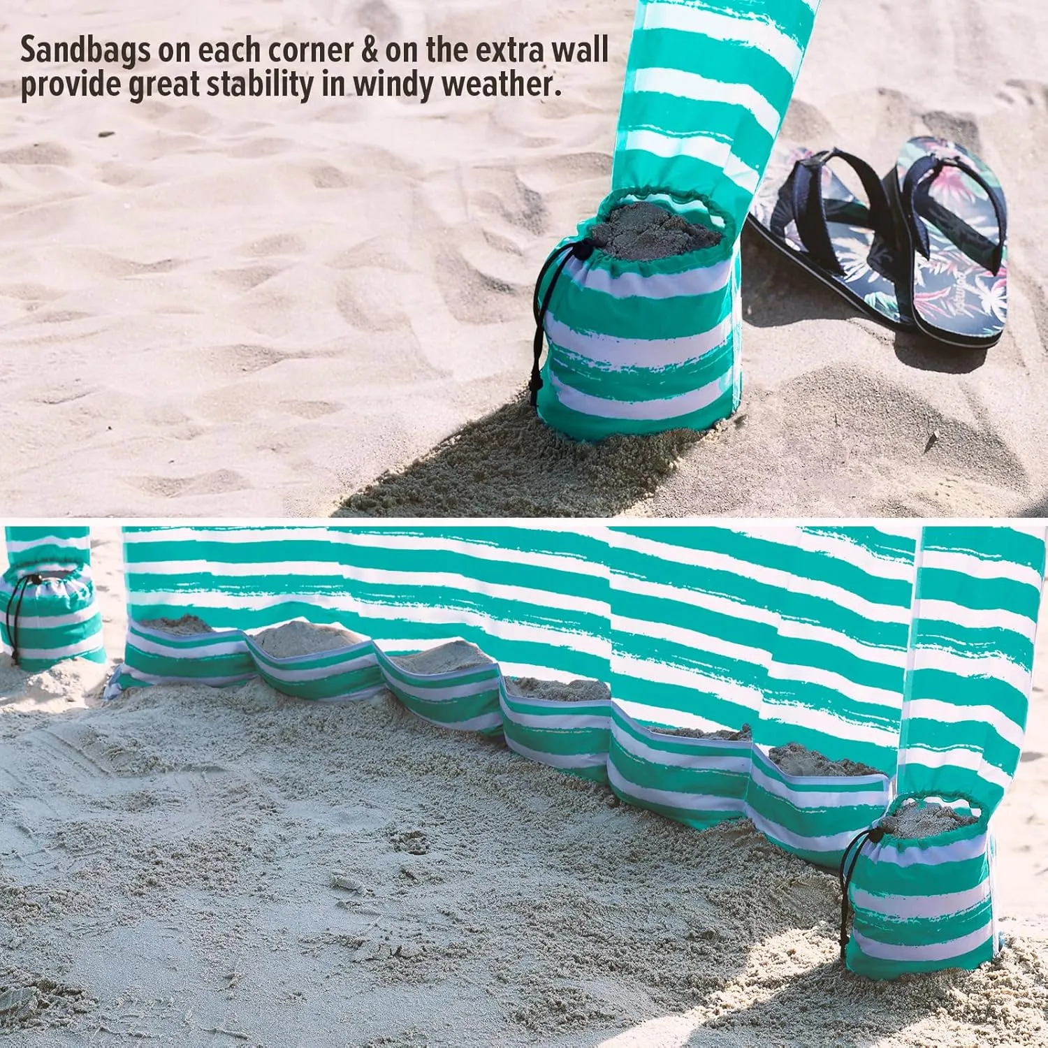 Qipi Beach Cabana - Easy to Set Up Canopy, Waterproof, Portable 6' x 6' Beach Shelter, Included Side Wall, Shade with UPF 50  UV Protection, Ultimate Sun Umbrella - for Kids, Family & Friends