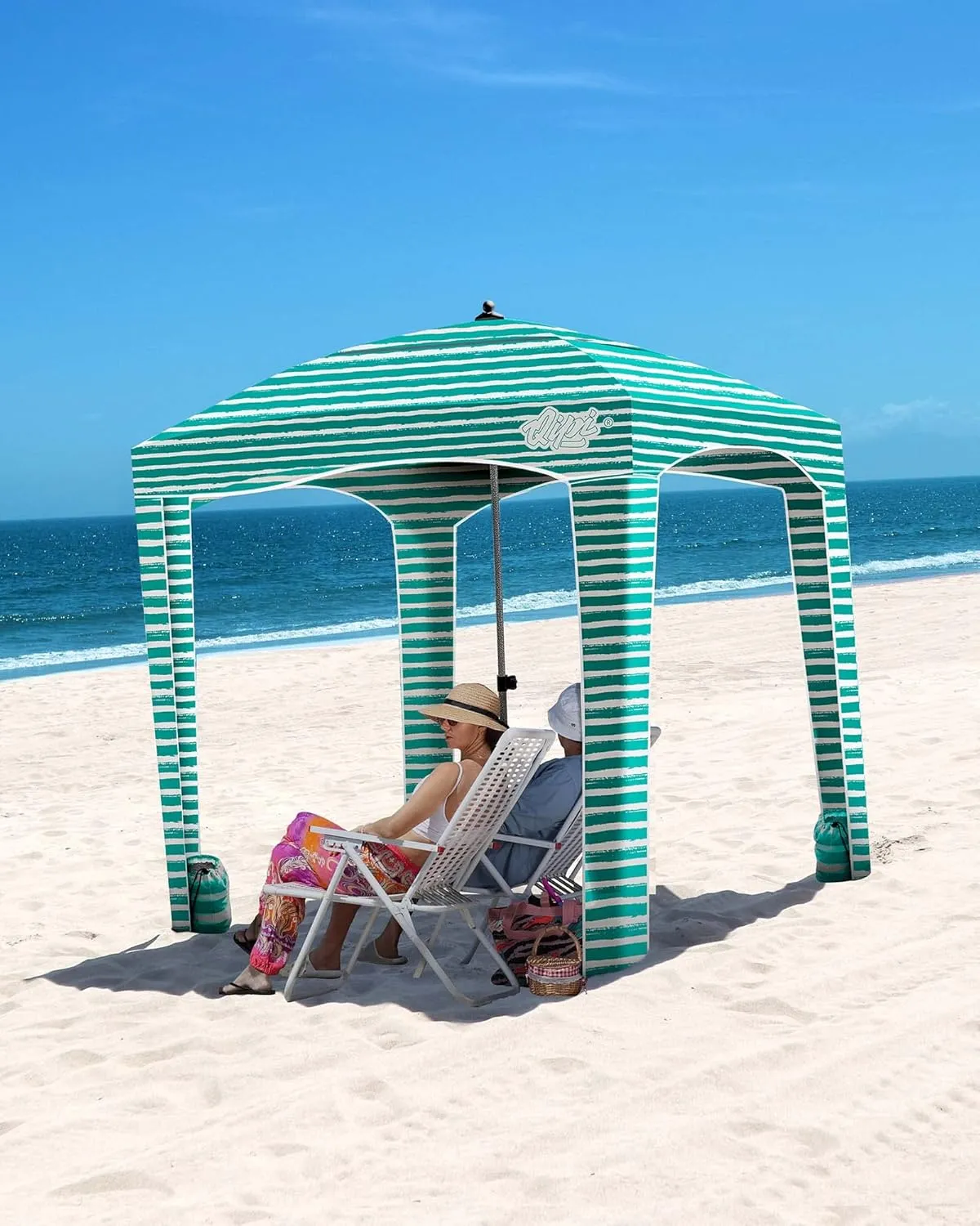 Qipi Beach Cabana - Easy to Set Up Canopy, Waterproof, Portable 6' x 6' Beach Shelter, Included Side Wall, Shade with UPF 50  UV Protection, Ultimate Sun Umbrella - for Kids, Family & Friends