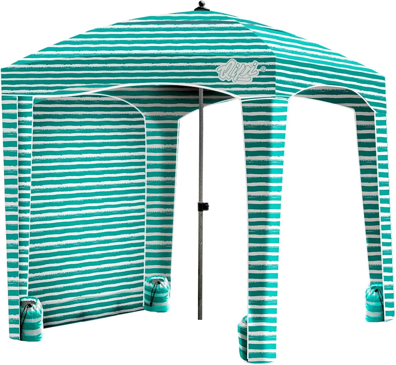 Qipi Beach Cabana - Easy to Set Up Canopy, Waterproof, Portable 6' x 6' Beach Shelter, Included Side Wall, Shade with UPF 50  UV Protection, Ultimate Sun Umbrella - for Kids, Family & Friends