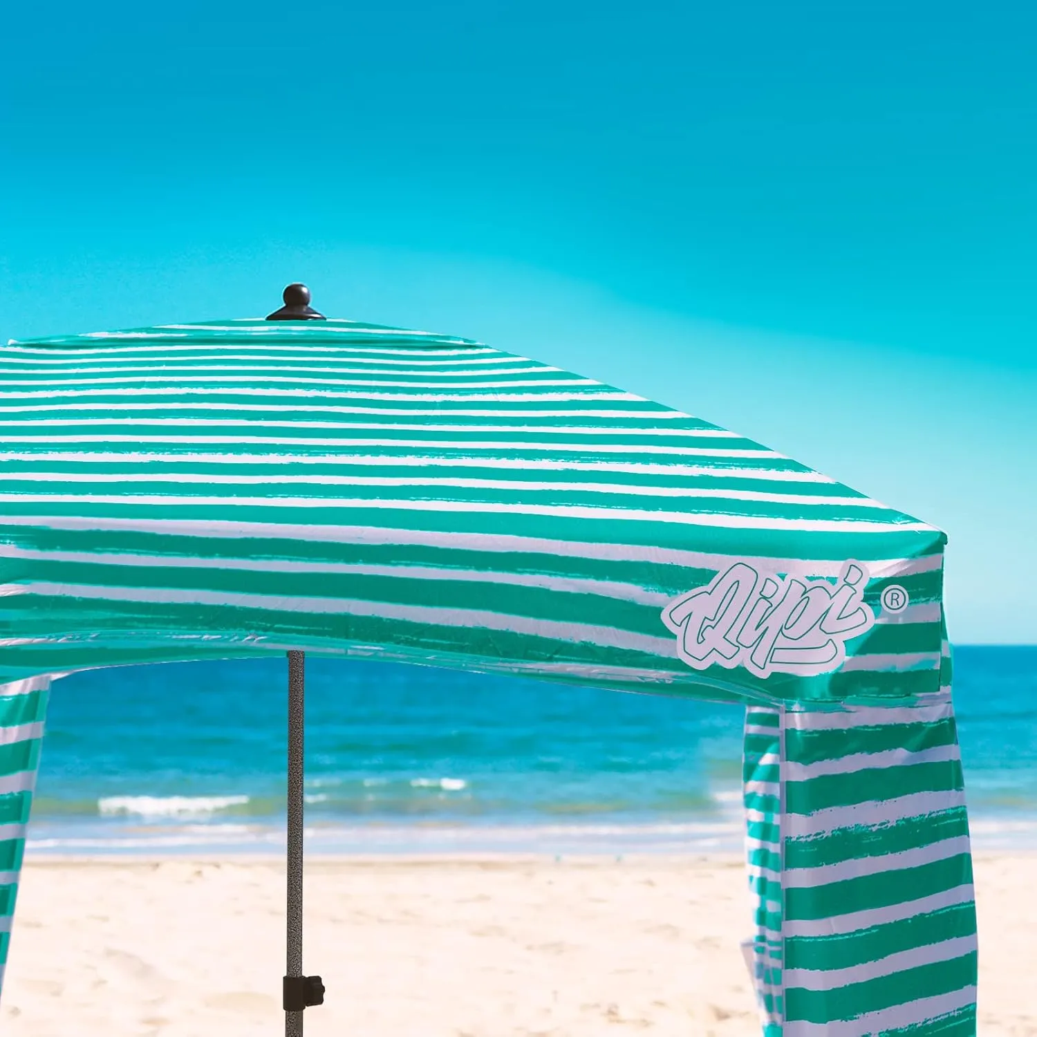 Qipi Beach Cabana - Easy to Set Up Canopy, Waterproof, Portable 6' x 6' Beach Shelter, Included Side Wall, Shade with UPF 50  UV Protection, Ultimate Sun Umbrella - for Kids, Family & Friends