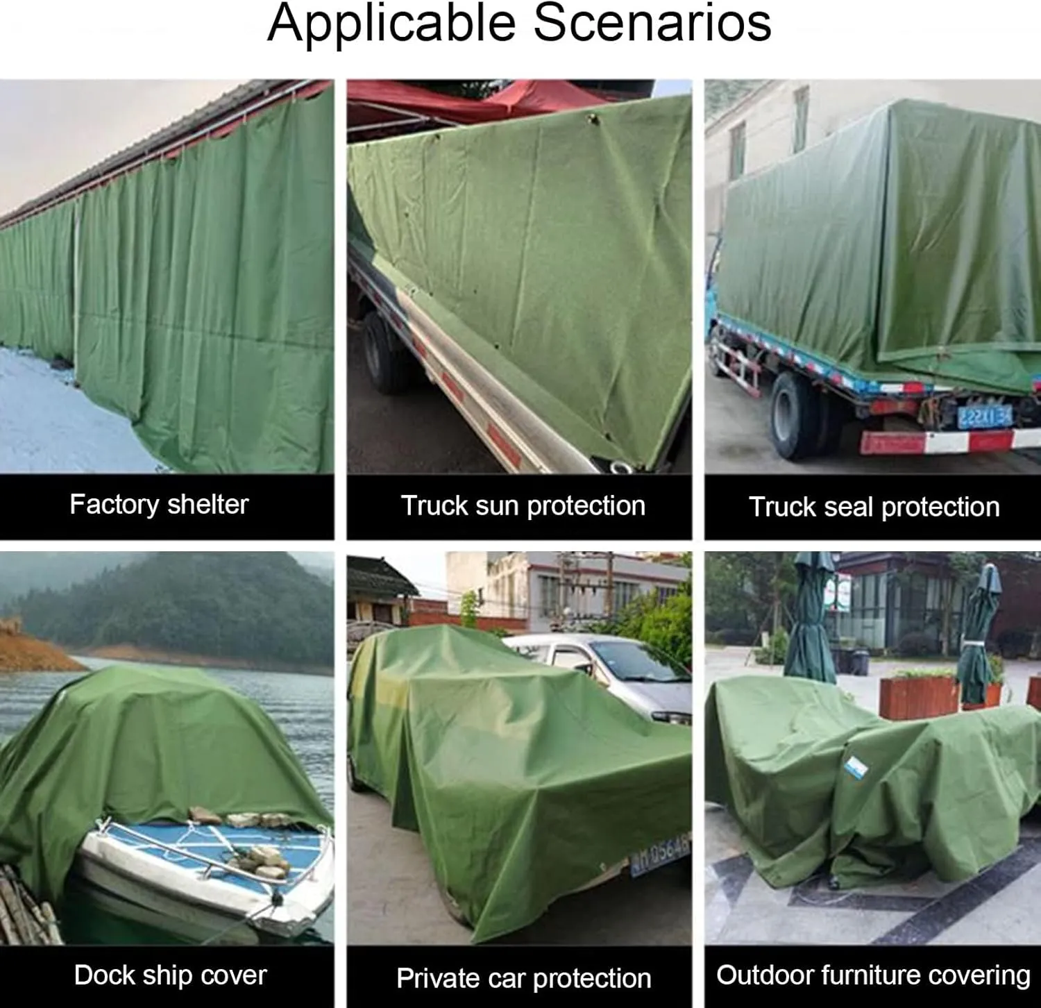 Rainproof Tarpaulin，Tarps Heavy-Duty Waterproof， UV-Resistant Tarp Cover for Truck Boat Camping, 0.8mm Thick,6X10m
