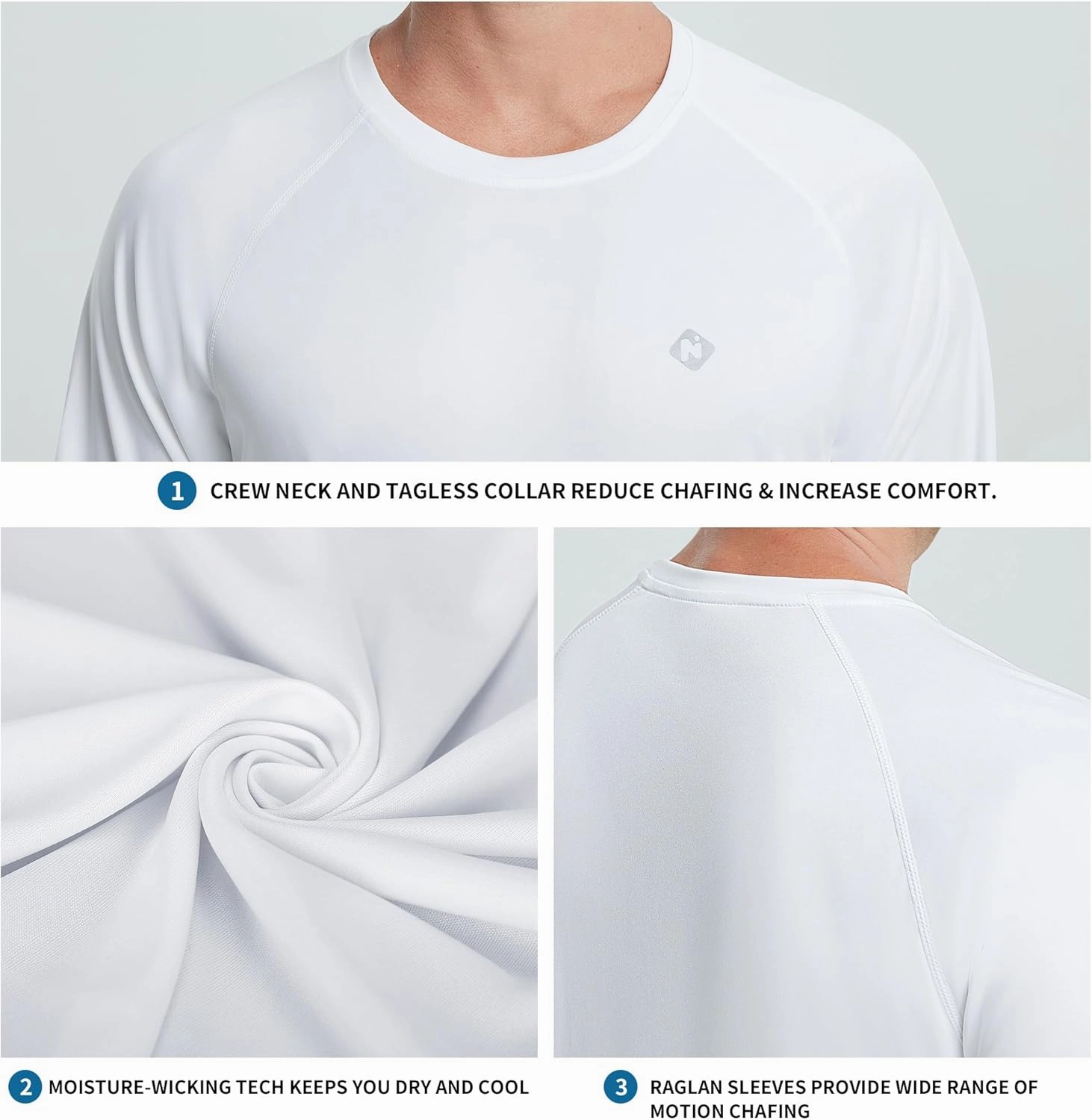 Rash Guard Long Sleeve Shirts for Men - UPF 50  UV Sun Protection SPF Shirts - Quick Dry Rashguard Swim Water Shirts