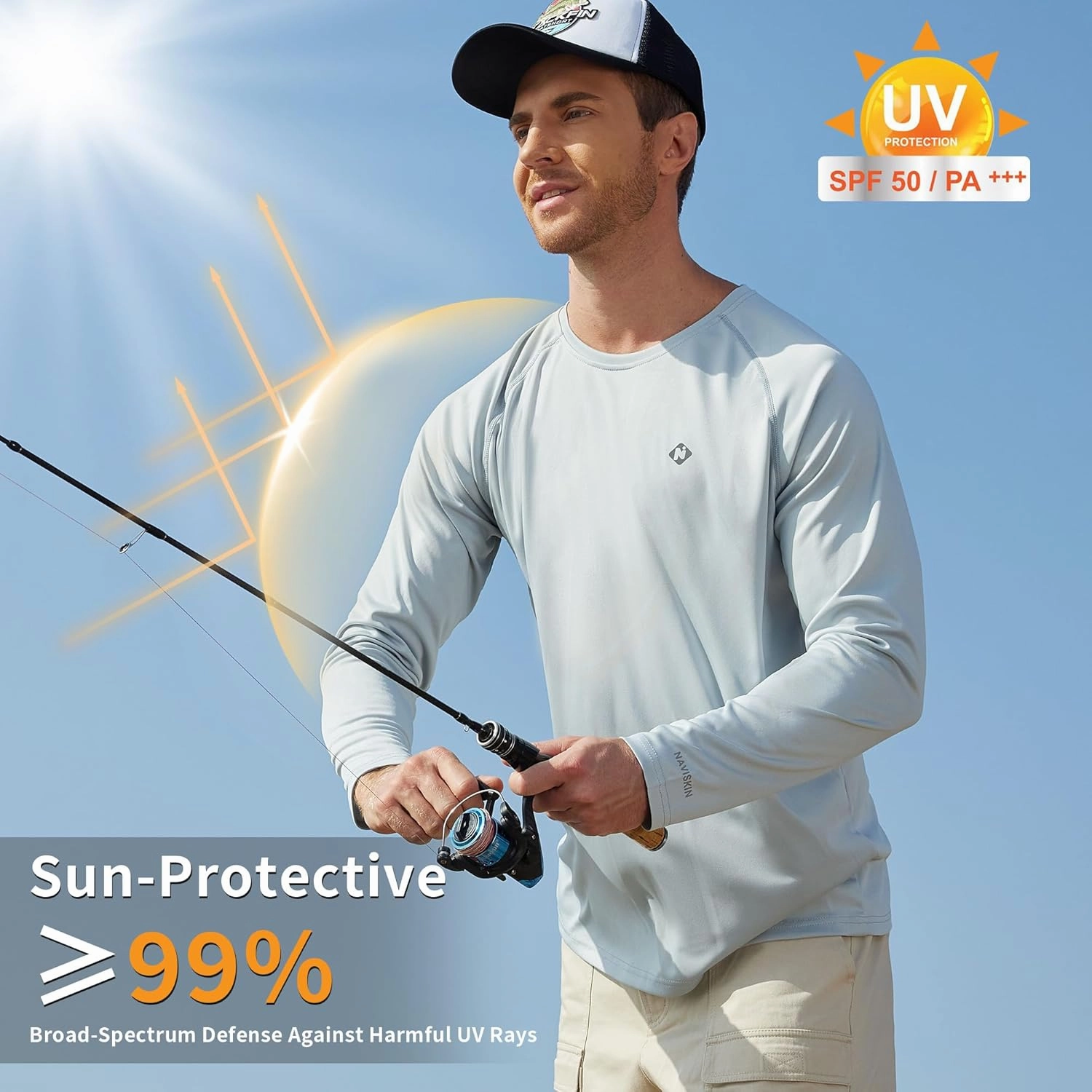 Rash Guard Long Sleeve Shirts for Men - UPF 50  UV Sun Protection SPF Shirts - Quick Dry Rashguard Swim Water Shirts