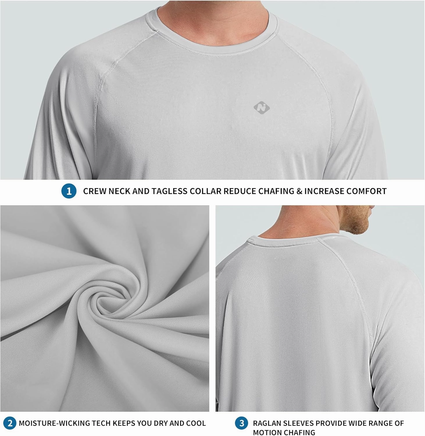 Rash Guard Long Sleeve Shirts for Men - UPF 50  UV Sun Protection SPF Shirts - Quick Dry Rashguard Swim Water Shirts