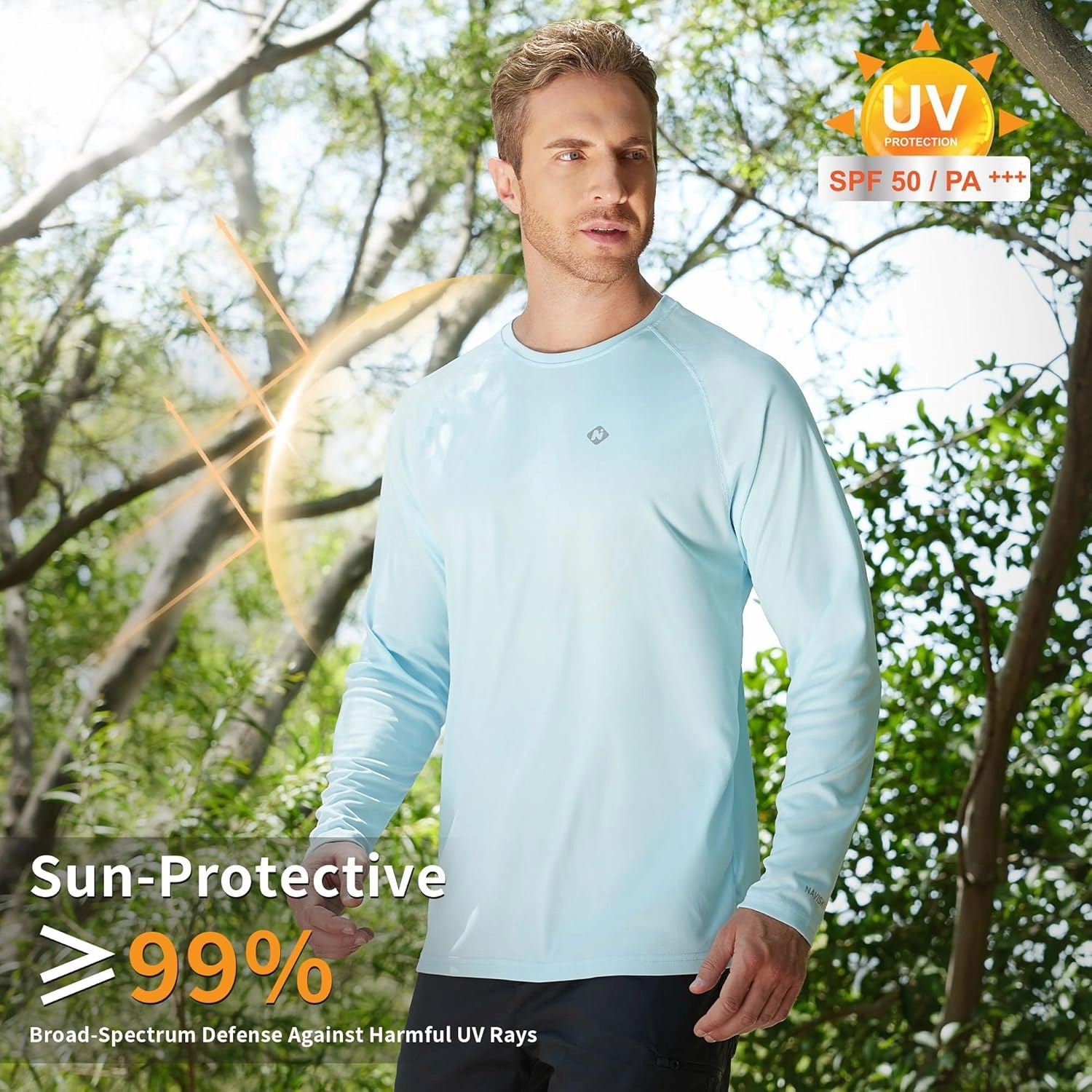 Rash Guard Long Sleeve Shirts for Men - UPF 50  UV Sun Protection SPF Shirts - Quick Dry Rashguard Swim Water Shirts