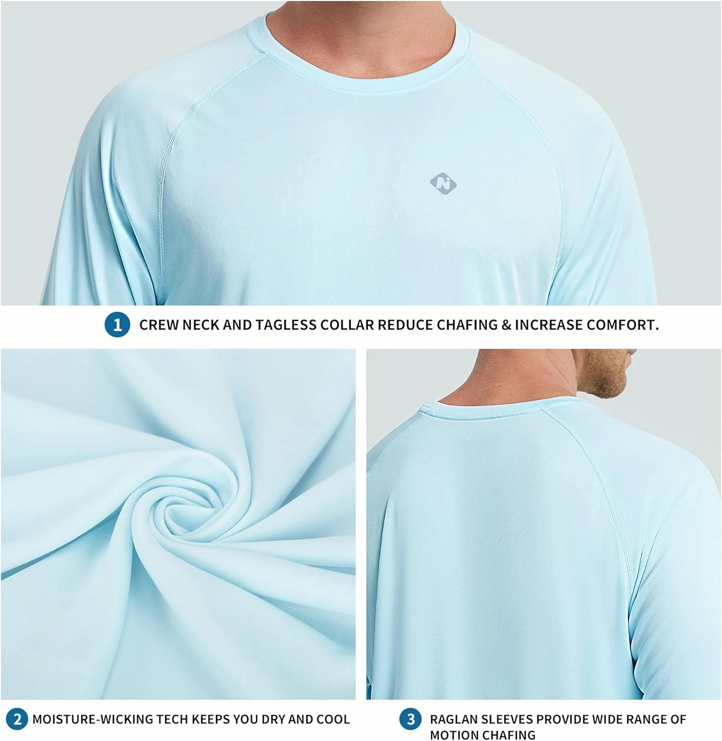 Rash Guard Long Sleeve Shirts for Men - UPF 50  UV Sun Protection SPF Shirts - Quick Dry Rashguard Swim Water Shirts