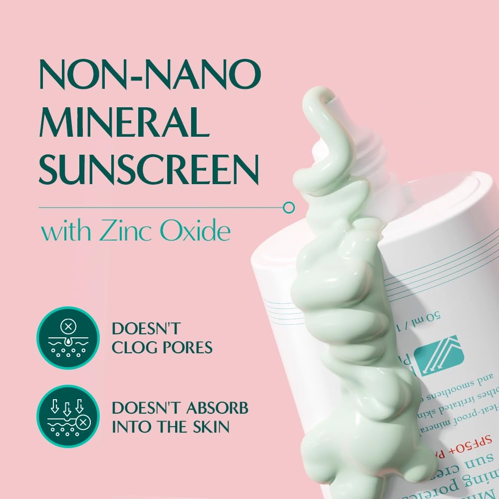 Rataplan Minari Calming Poreless Sun Cream SPF 50  PA     (2 Pack)- Mineral Sunscreen, Korean Sunscreen for Oily Skin, Pore Minimizer for Face, Reef Safe, Korean Skincare
