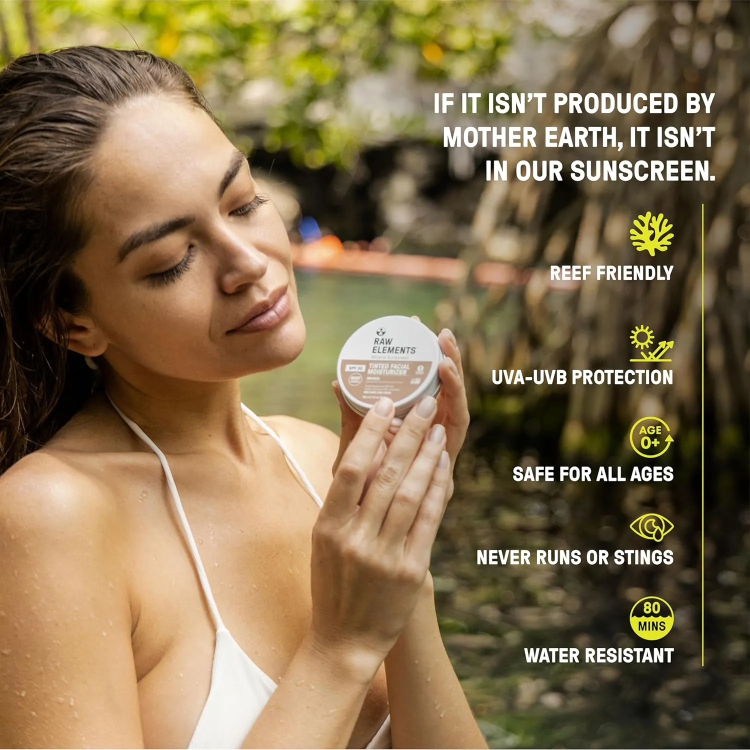 Raw Element Ultra-Moisturizing Tinted Face Cream, Non Toxic Mineral Face Sunscreen, Daily Tinted Moisturizer, Non-Nano Zinc Oxide, Reef Friendly, All Ages, SPF 30, 1.8 oz, Lava, Pack of 1