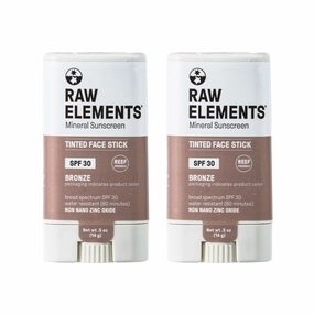 Raw Element Ultra-Moisturizing Face Tint Sunscreen, SPF 30 , Non Toxic Mineral Face Cream, Non Nano Zinc Oxide, Reef Friendly, Safe for All Ages, 0.5 oz, Bronze, Pack of 2