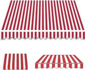 Red Replacement Canvas Stripe Awning Fabric Patio Awning Fabric Replacement, Exterior Sunshade Canopy Cloth Waterproof Cover for Coffee Balcony((9.8x8.2ft) 3x2.5m)