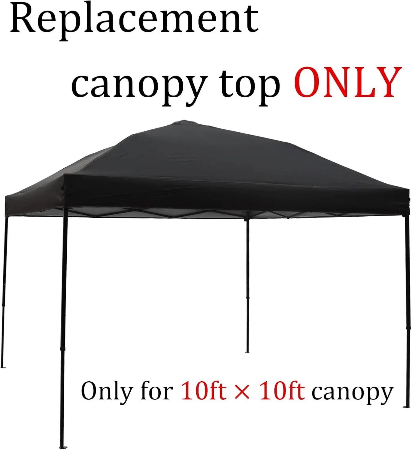 Replacement Canopy Top, 10' x 10' Pop-Up Cover for Canopy Straight Leg Tent Cover for Outdoor Garden Patio Camping Sun Shade (1pc Top Cloth Only) Black