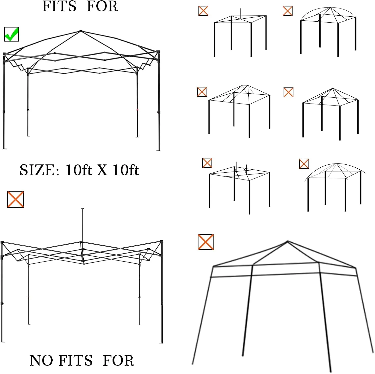 Replacement Canopy Top, 10' x 10' Pop-Up Cover for Canopy Straight Leg Tent Cover for Outdoor Garden Patio Camping Sun Shade (1pc Top Cloth Only) Black