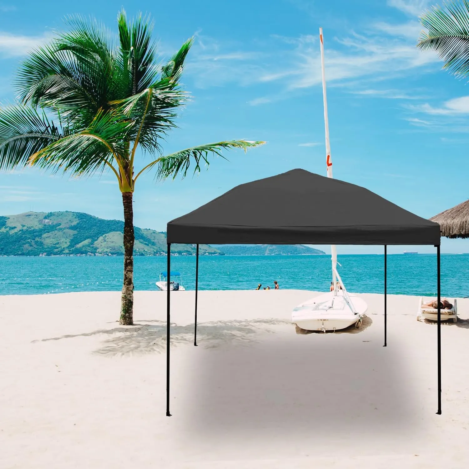 Replacement Canopy Top, 10' x 10' Pop-Up Cover for Canopy Straight Leg Tent Cover for Outdoor Garden Patio Camping Sun Shade (1pc Top Cloth Only) Black