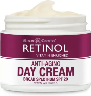 Retinol Skincare LdeL Cosmetics Day Cream Broad Spectrum SPF 20 Moisturizes & Reduces Look of Fine Lines – Provides Protection From Daily Sun Exposure - 1.7 Oz.