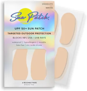 Reusable Under Eye Sunblock Patches, 100% Silicone Sunscreen Under Eye Patches for UV Protection, Face Stickers with UPF 50, 1 Pack/4 Pairs, Sunkiss (Nude) (Golf, Surf, Swim, Ski & Snow)