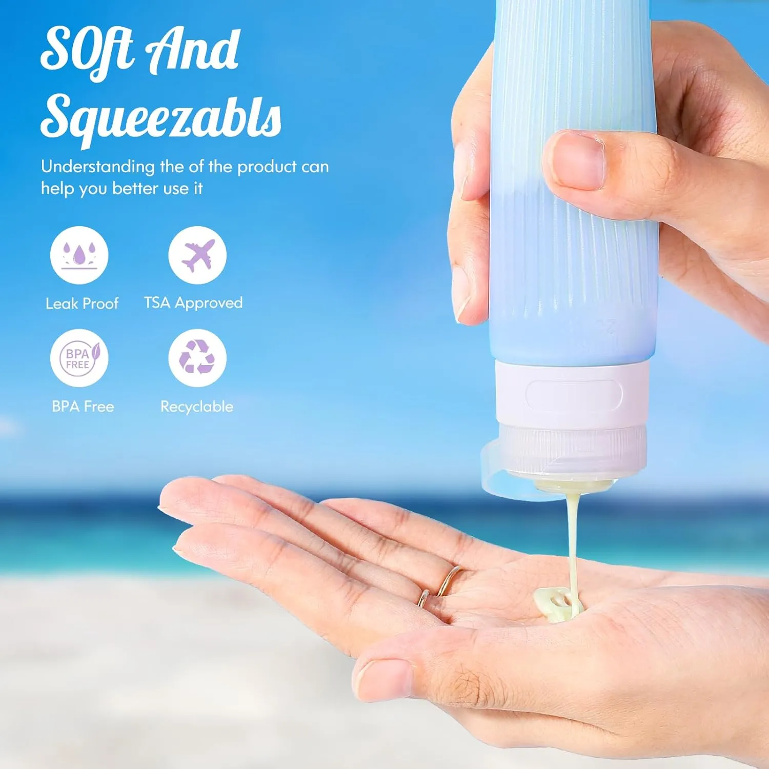Risou 12-in-1 Travel Bottle set,Leak-proof Silicone Squeezable Travel Accessories,Travel 3oz Size Containers for Toiletries.Refillable Liquid Travel Accessories for Shampoo&Lotion Soap. (Khaki)