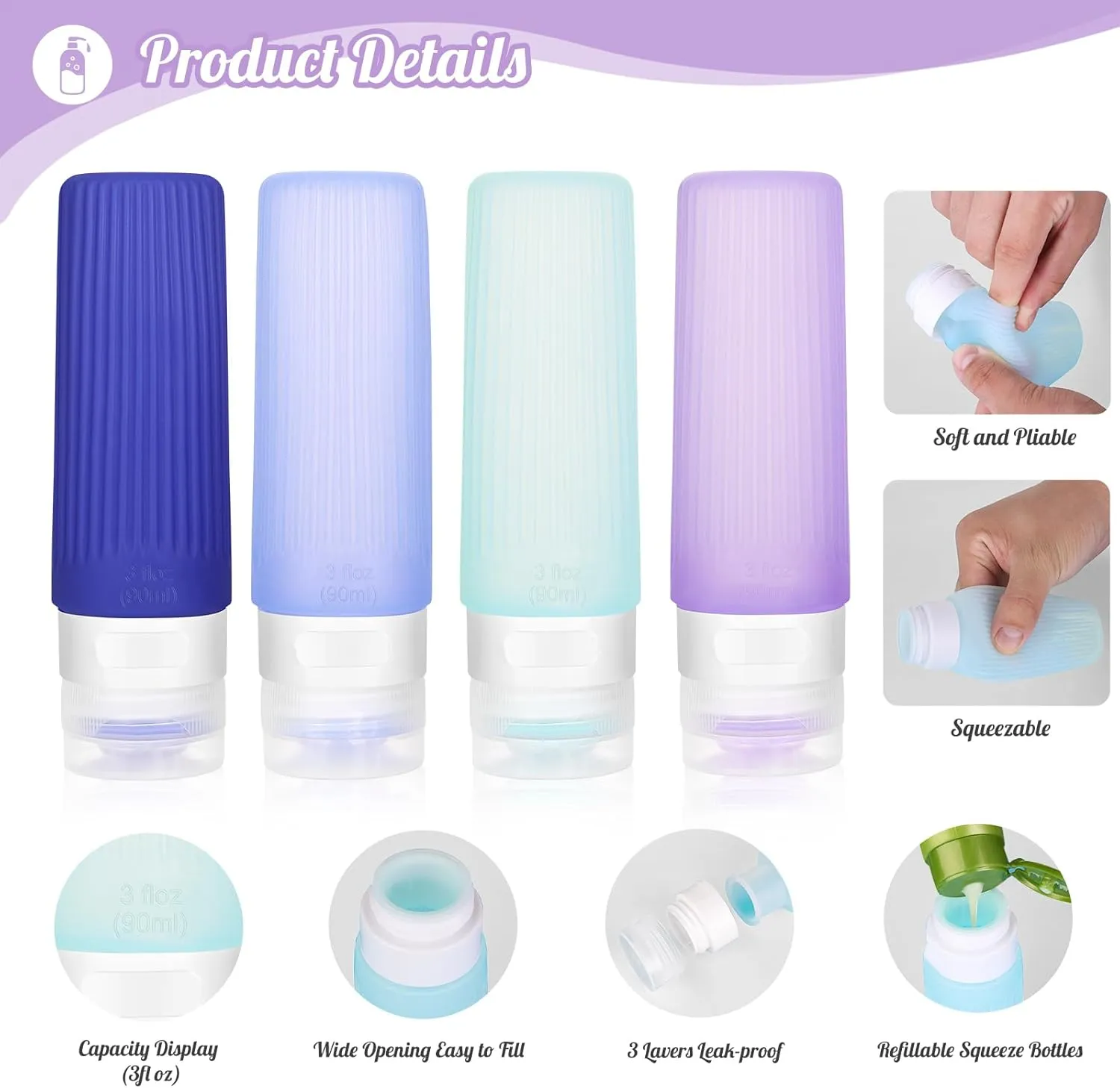 Risou 12-in-1 Travel Bottle set,Leak-proof Silicone Squeezable Travel Accessories,Travel 3oz Size Containers for Toiletries.Refillable Liquid Travel Accessories for Shampoo&Lotion Soap. (Khaki)