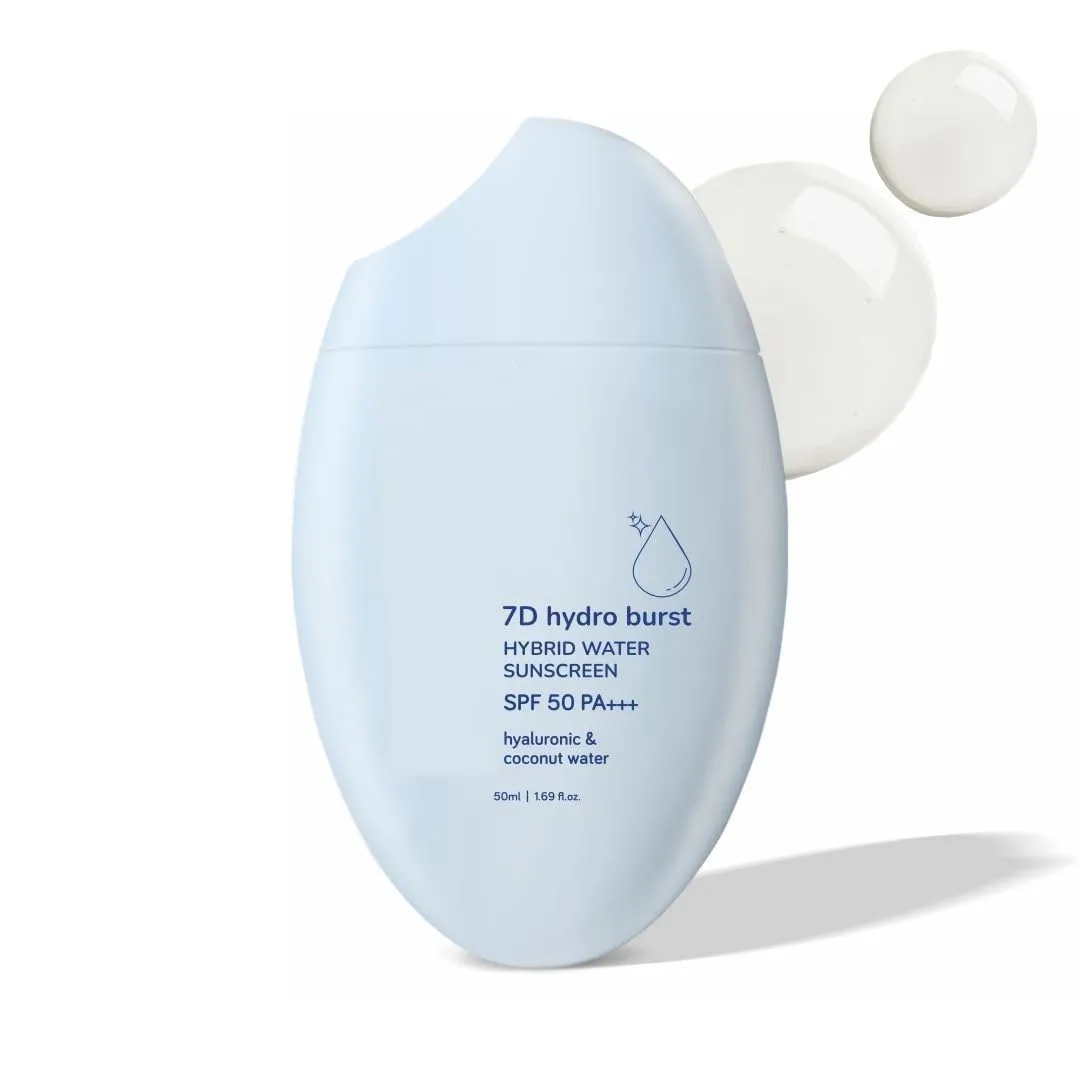 RJ Sunscreen With Hyaluronic & SPF 50 PA     UVA/B Broad Spectrum Protection Dewy Skin | No White Cast with 7D Hydro Burst | Sweat proof | Men & Women | Paraben Free | 50 ml