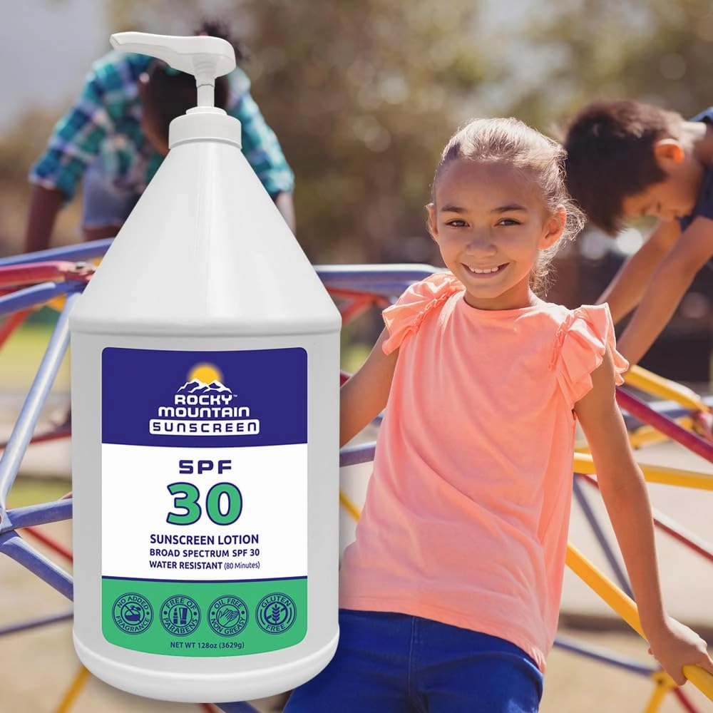 Rocky Mountain Sunscreen - SPF 30 Lotion | Broad Spectrum UVA/UVB Protection | Hawaii 104 Reef Act Compliant (Oxybenzone & Octinoxate Free) | Water Resistant 80 Min. | Gallon with Pump (128 Fl Oz)