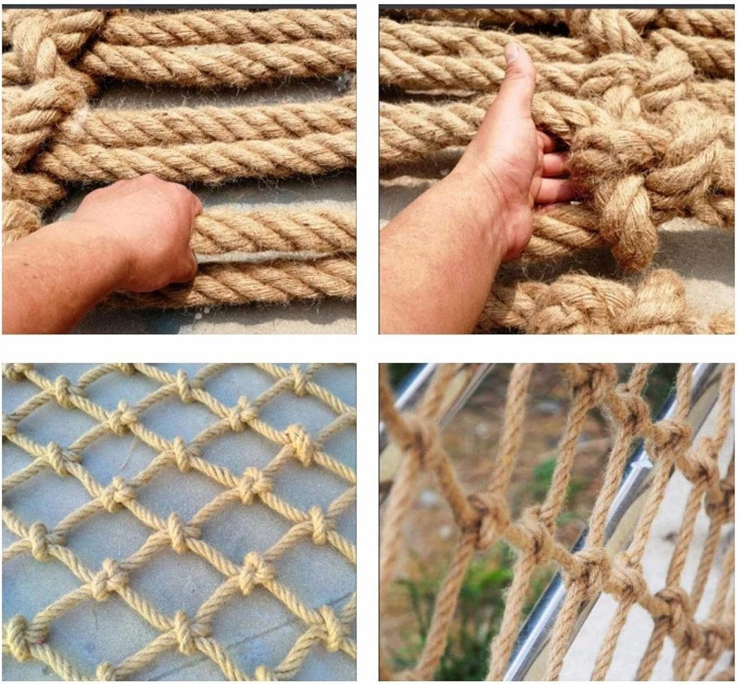 Rope Net Child Safety Net Hemp Rope Climbing Cargo Net Heavy Duty Netting Swing Birds Treehouse Railing Outdoor Playground Pet Decoration (Size : 12m(36ft))