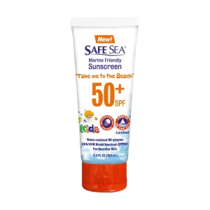 Safe Sea SPF50  Kids Sunscreen | Travel Size 3.4 oz. | For sensitive skin | anti-jellyfish and Sea Lice sting protective lotion | Coral reef safe sunscreen