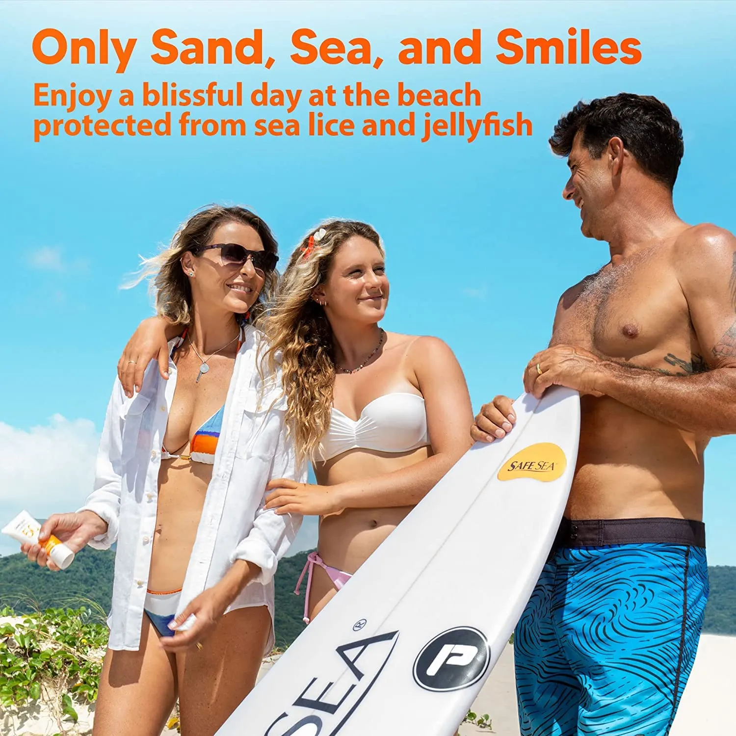 Safe Sea Zinc Oxide Sunscreen SPF50 | Clear Mineral Face Sunscreen | Anti-Jellyfish Sting Protective Lotion | Coral Reef Safe | Travel Size - 2Oz (60ml), Pack of 1