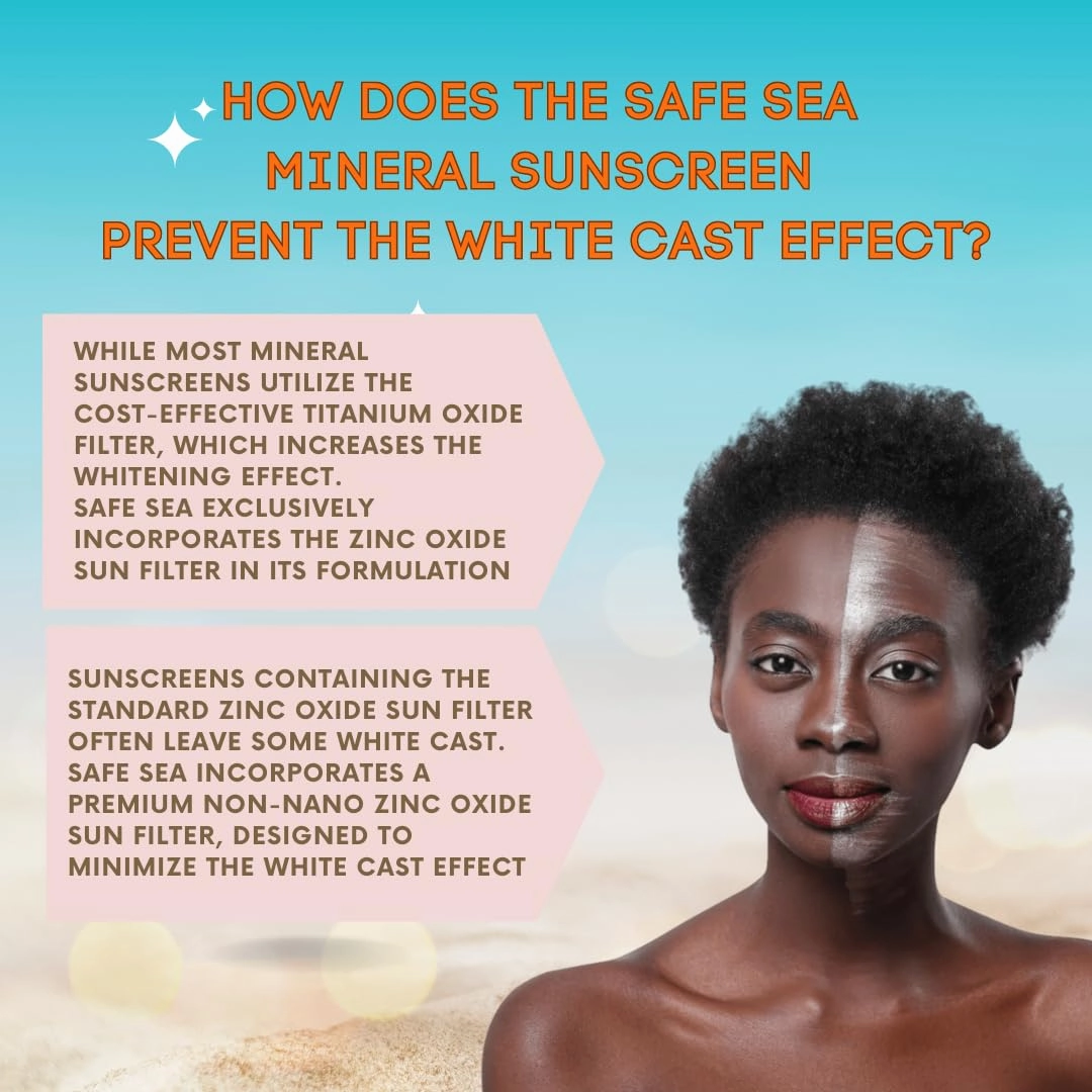 Safe Sea Zinc Oxide Sunscreen SPF30 | Clear Mineral Face And Body Sunscreen Without White Cast | Anti-Jellyfish Sting Protective Lotion | 3.4Oz (100ml) (2 Pack)