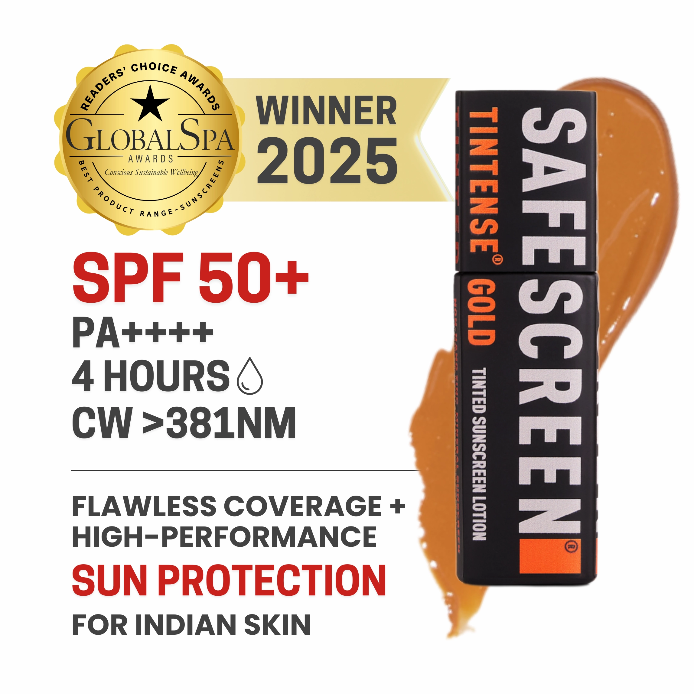 SAFESCREEN® TINTENSE® Gold Tinted Sunscreen Lotion SPF 50 