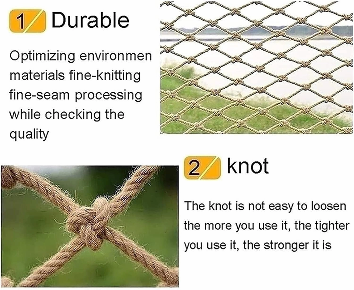 Safety Net for Railing, Waterproof Hemp Rope Net Heavy Duty Cargo Net Playground Climbing Net Kids Rope Ladder Treehouse Swing Pet Fall Protection (Size : 46m(13x19ft))