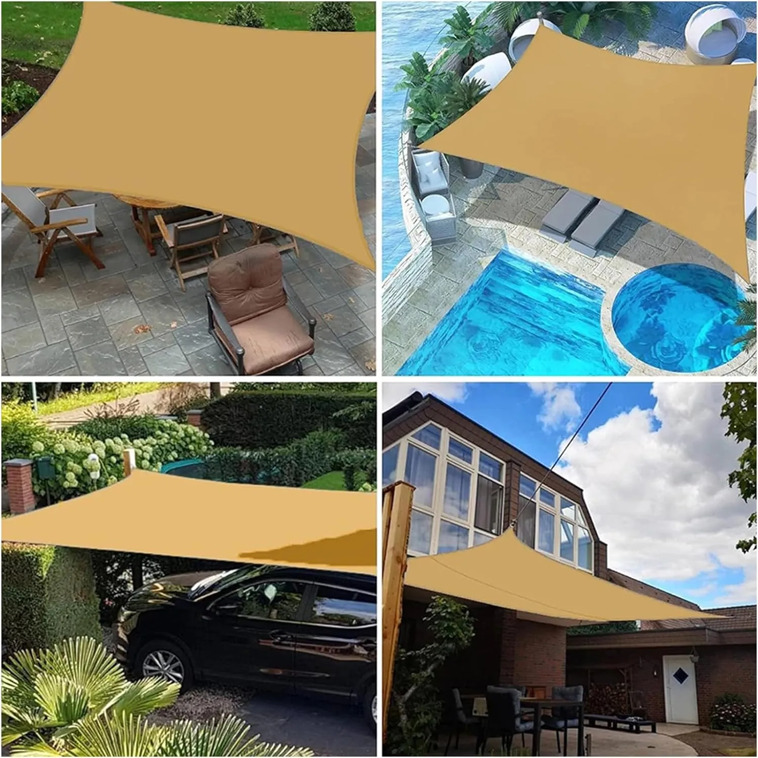 Sand Sun Shade Sail Rectangle Canopy - Permeable Water,Heavy Duty Awning for Backyard Yard Deck Patio Garden Outdoor Activities and Facility