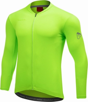 Santic Men's Cycling Jersey Long Sleeve Top Road Bike Shirt Full Zipper UPF 50  MTB Jersey with Pockets
