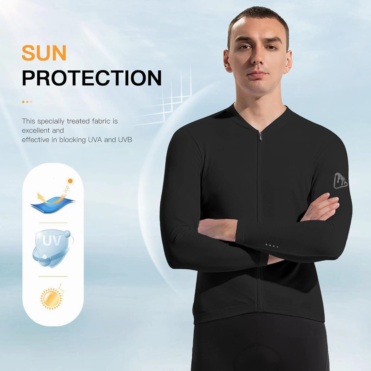 Santic Men's Cycling Jersey Long Sleeve Top Road Bike Shirt Full Zipper UPF 50  MTB Jersey with Pockets