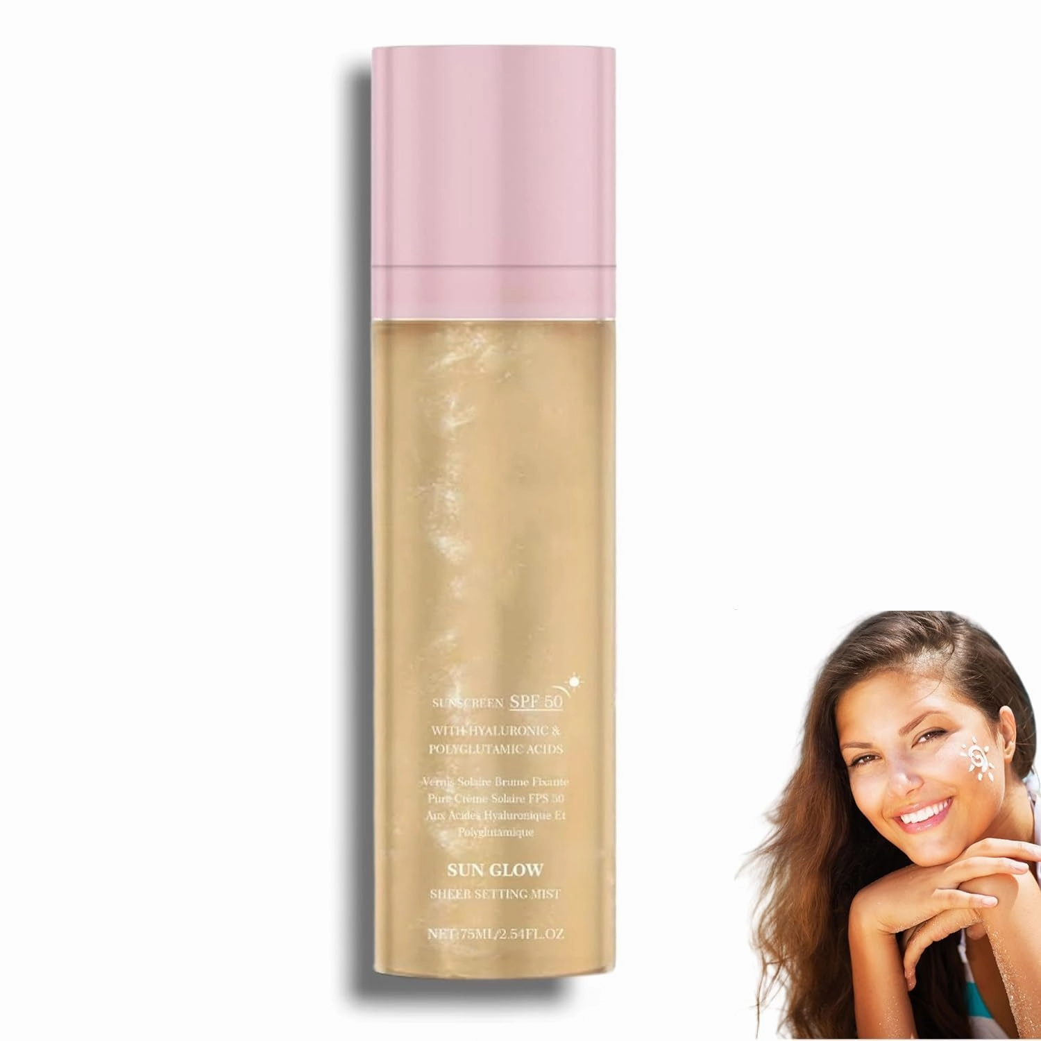 Sheer Setting Mist Sunscreen SPF 50,Hydrating Glow Mist with Shimmering Oil,Broad Spectrum Shimmering Body Oil Mist, Non - Greasy, Non-Greasy & Fast-Absorbing for Face & Body (1)