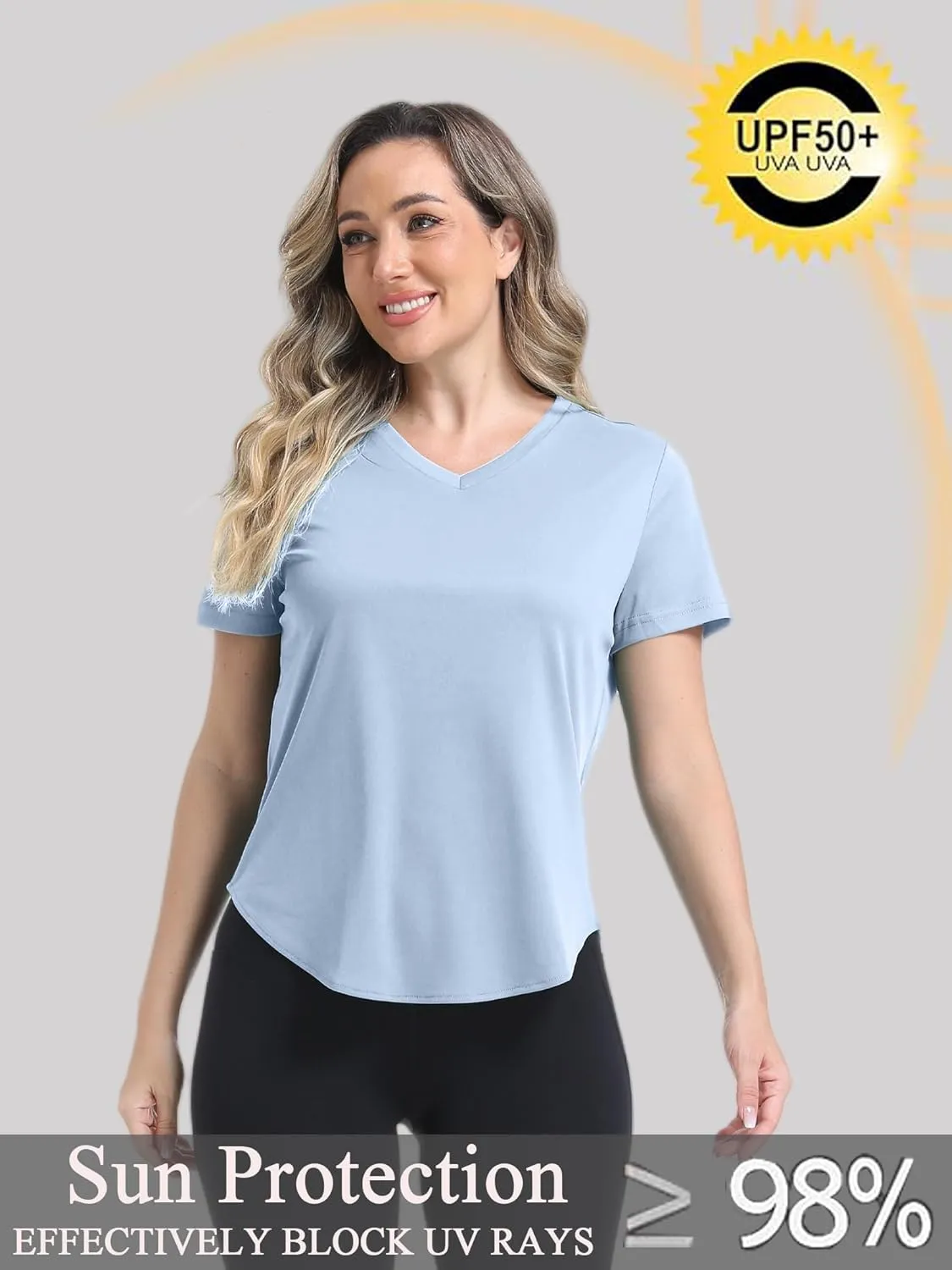 Shirts for Womens Long Sleeve T-Shirts SPF 50  Sun Protection Quick Dry Workout Hiking Running Athletic Tshirts Summer