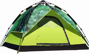 SHQ Tent 3-4 Person Double Layer Automatic Tent Camping Tent Waterproof Sunscreen Breathable Anti-UV Quicking Open Hiking Tent Yurt (Color : Green)