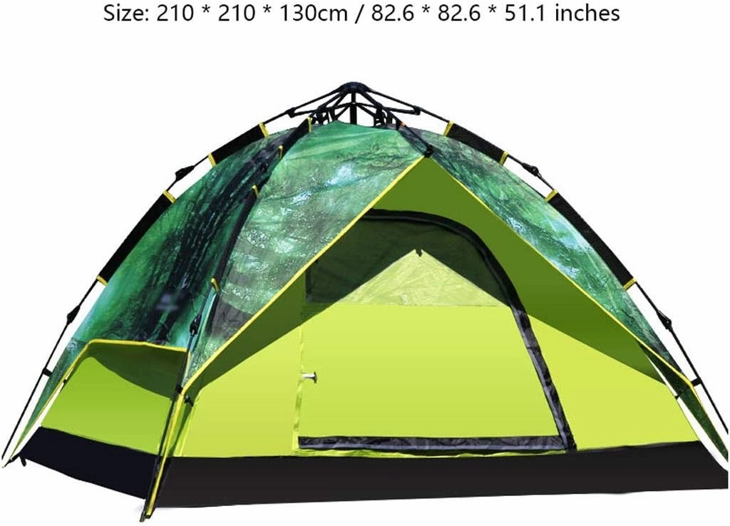 SHQ Tent 3-4 Person Double Layer Automatic Tent Camping Tent Waterproof Sunscreen Breathable Anti-UV Quicking Open Hiking Tent Yurt (Color : Green)