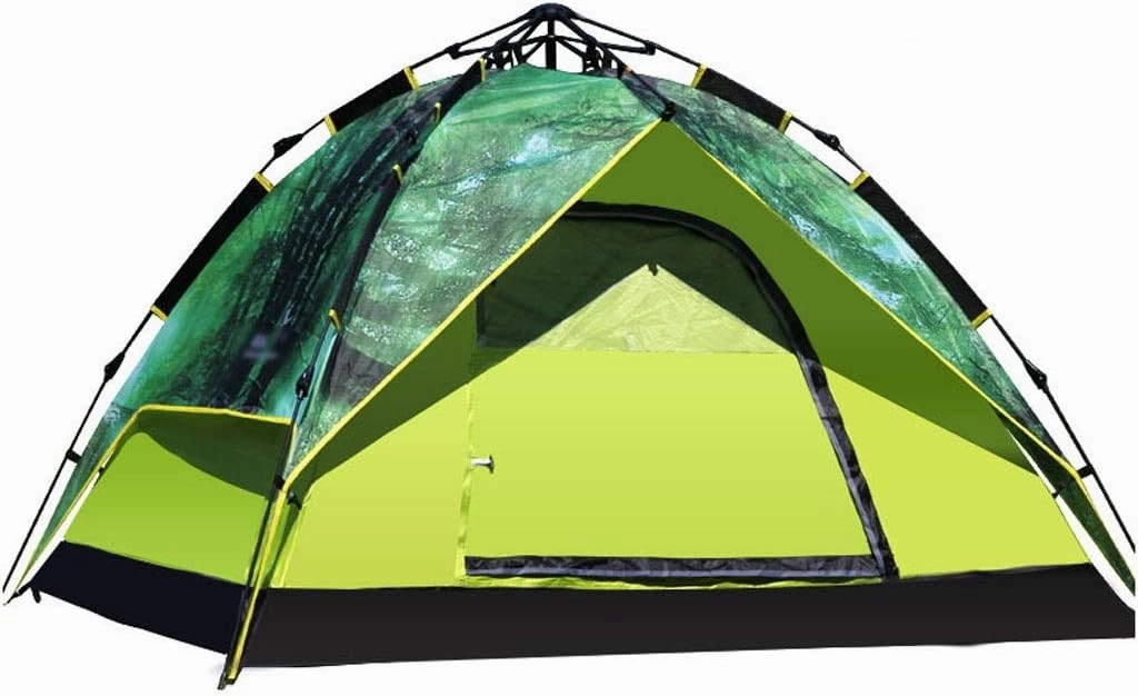 SHQ Tent 3-4 Person Double Layer Automatic Tent Camping Tent Waterproof Sunscreen Breathable Anti-UV Quicking Open Hiking Tent Yurt (Color : Green)