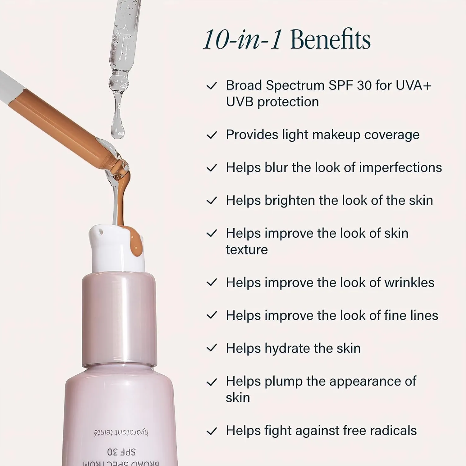 SKINN Enlightened Radiance 10-in-1 Tinted Sunscreen Broad Spectrum with SPF 30, (Medium) - Hydrating & Brightening Tinted Moisturizer for Face, Wrinkles & Fine Line - Lightweight Coverage Skin Tint