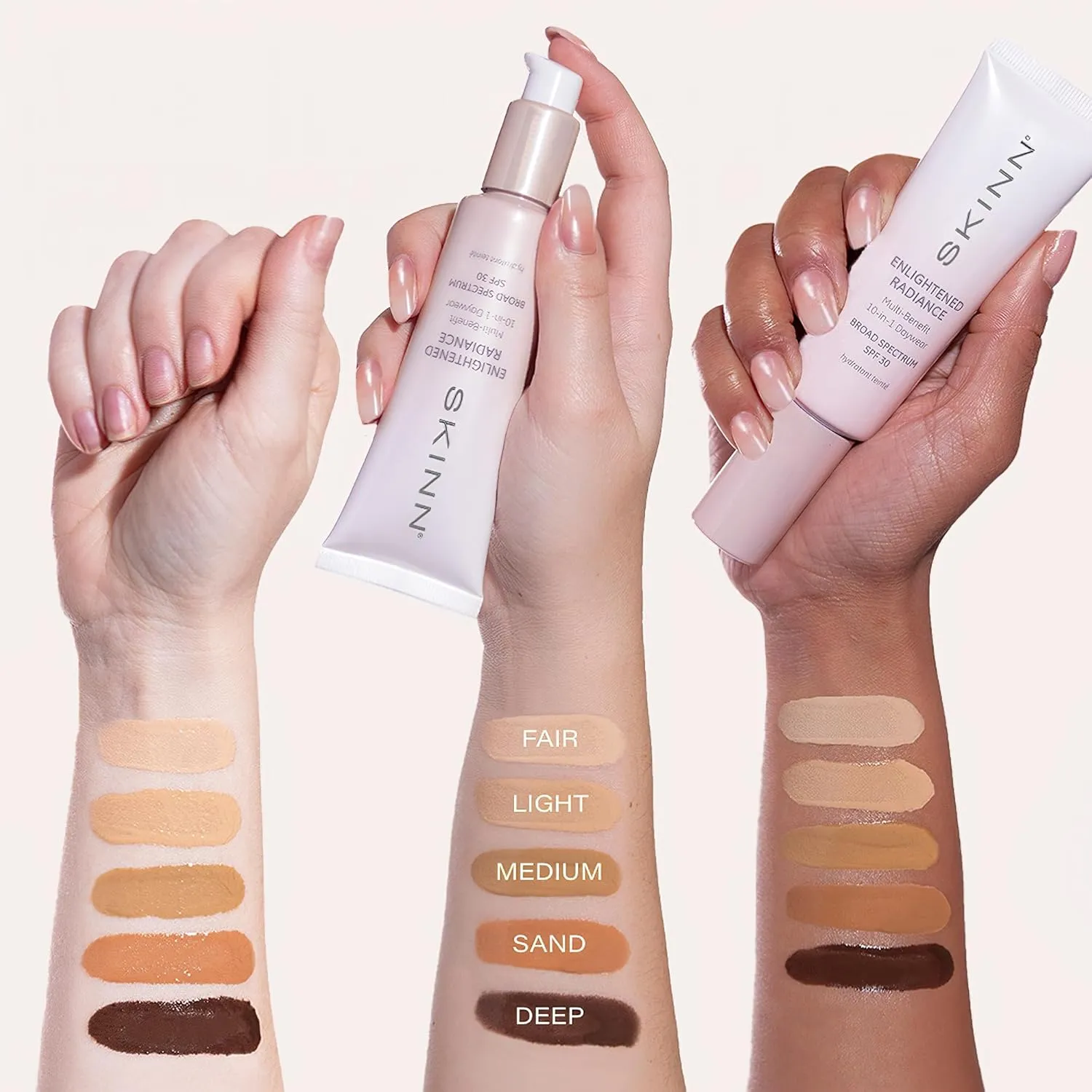 SKINN Enlightened Radiance 10-in-1 Tinted Sunscreen Broad Spectrum with SPF 30, (Medium) - Hydrating & Brightening Tinted Moisturizer for Face, Wrinkles & Fine Line - Lightweight Coverage Skin Tint