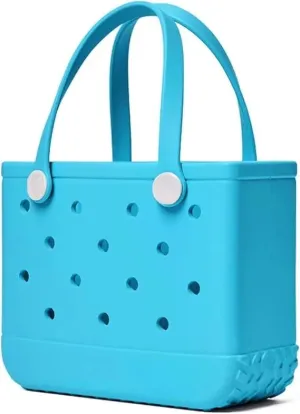Small Waterproof Rubber Beach Bag - Lightweight Foldable Tote for Women, Travel, Pool & Gym, Sandproof Washable